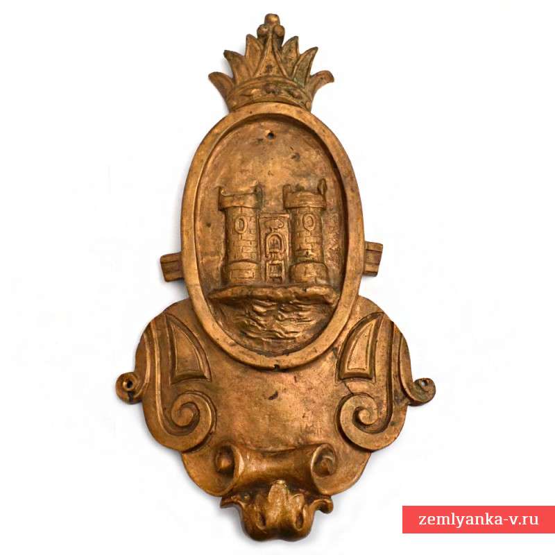 Бронзовый герб – украшение из казарм Л-Гв Кексгольмского полка