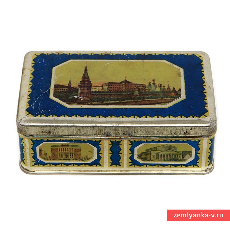 Жестяная коробка из-под конфет с видами Москвы