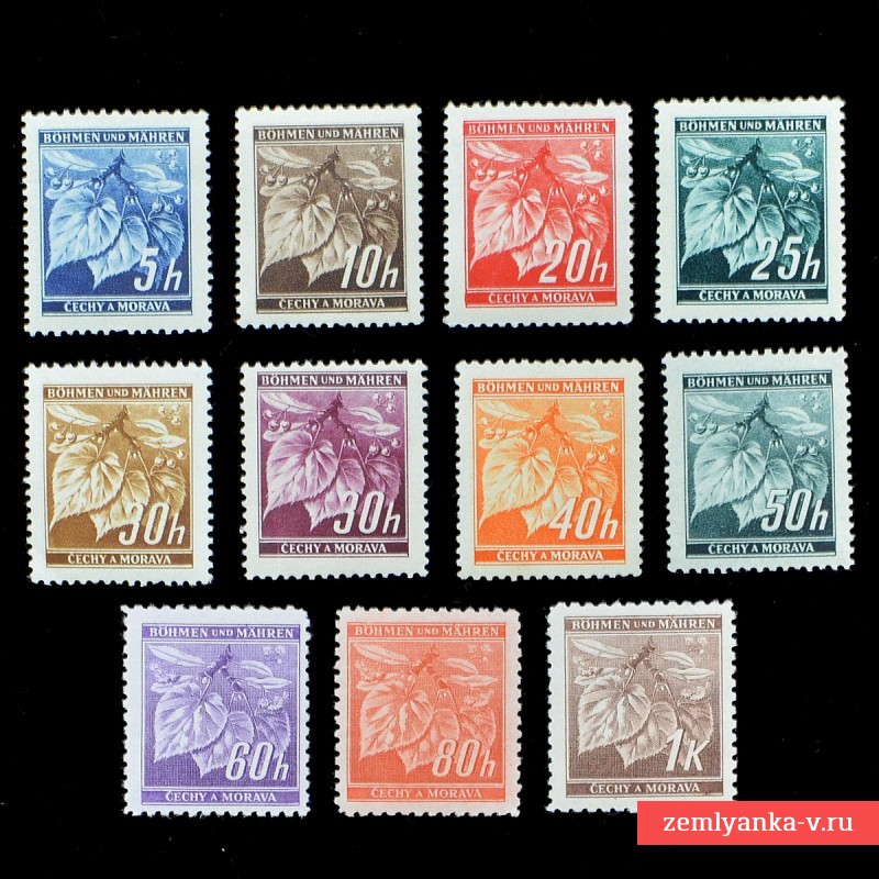 Полная серия марок «Листья», протекторат Богемии и Моравии**