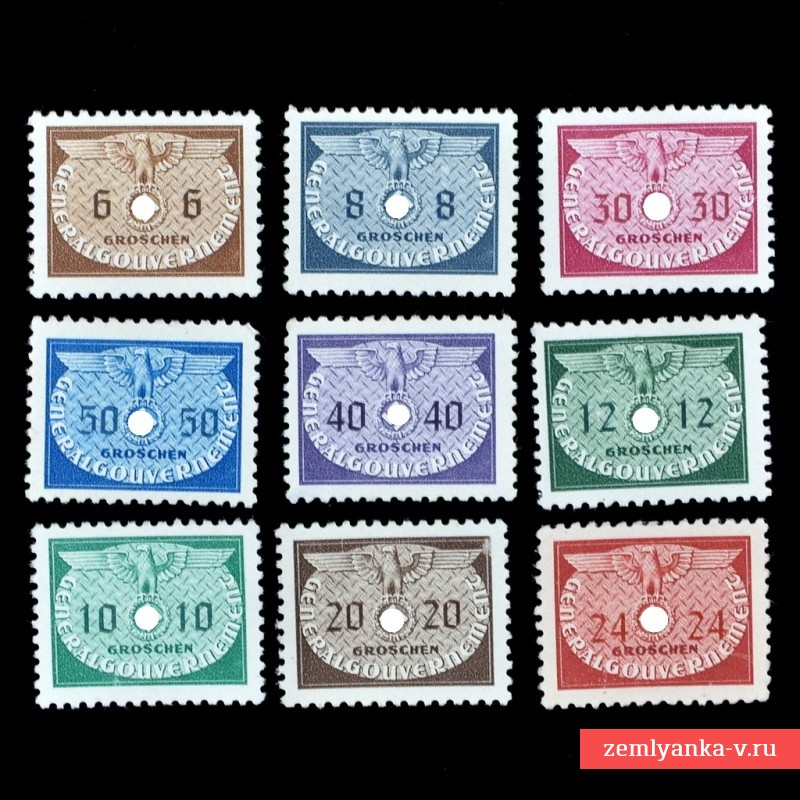 Полная серия служебных марок, польское генерал-губернаторство