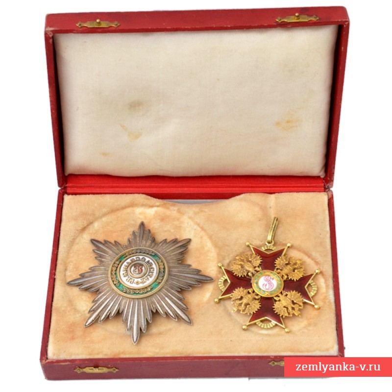 Комплект знаков ордена Св. Станислава 1 степени, в футляре