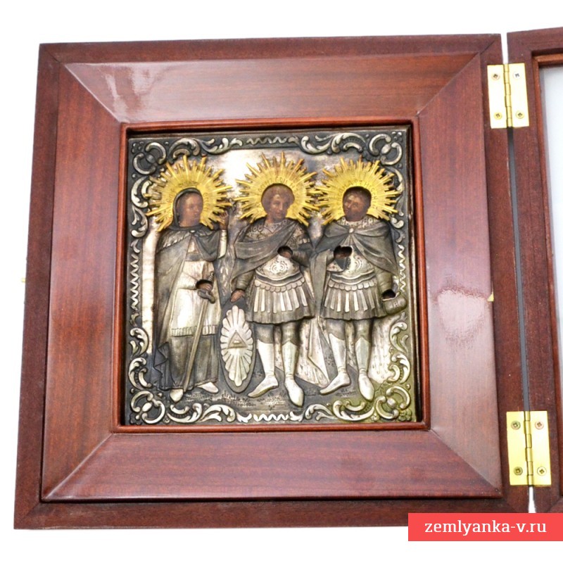 Икона «Св. Александр Невский, Св. Иоанн воин и Св. Варвара»