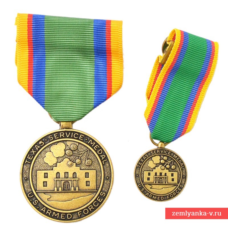 Медаль Национальной гвардии штата Техас за заслуги перед армией США, с миниатюрой