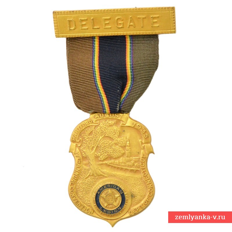 Медаль офицера-делегата съезда Американского легиона в г. Хардфорд, Коннектикут, 1935 г.