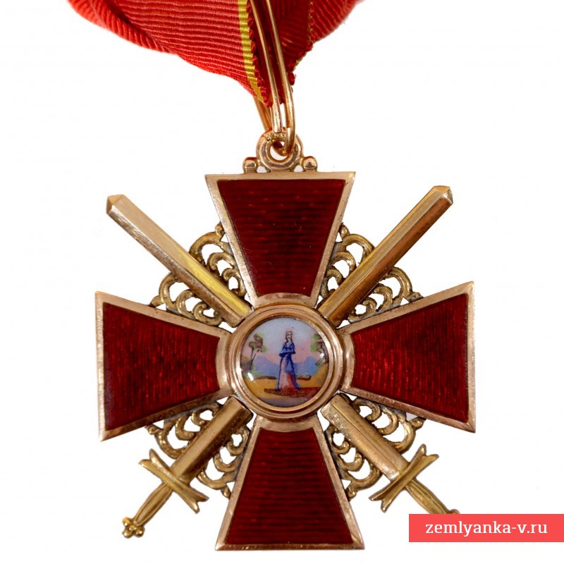 Знак ордена Св. Анны 2 степени периода 1872-1881 гг с мечами, Кейбель
